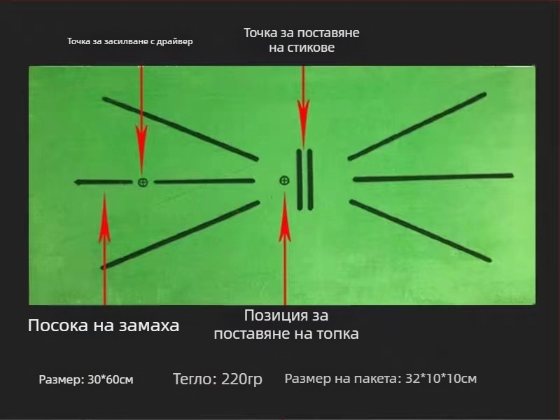 Голф тренировъчна подложка, 6 мм, за вътрешна употреба, размер 60×30 см, Run Hard