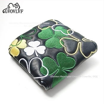 Калъф за голф путър с форма на детелина, PU магнитно затваряне, L-образен и квадратен дизайн