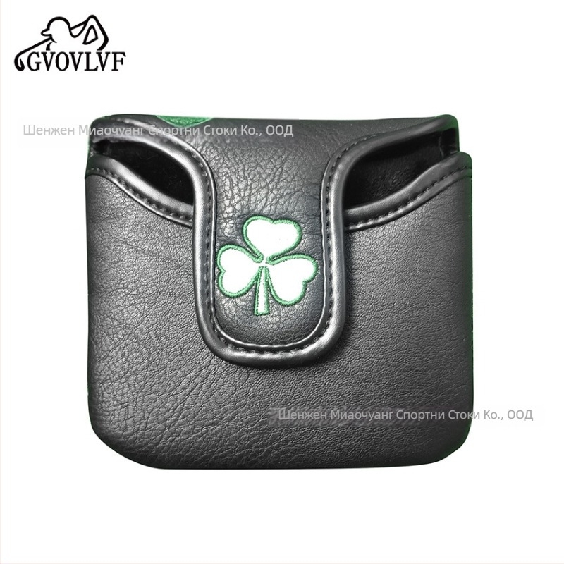 Калъф за голф путър с форма на детелина, PU магнитно затваряне, L-образен и квадратен дизайн