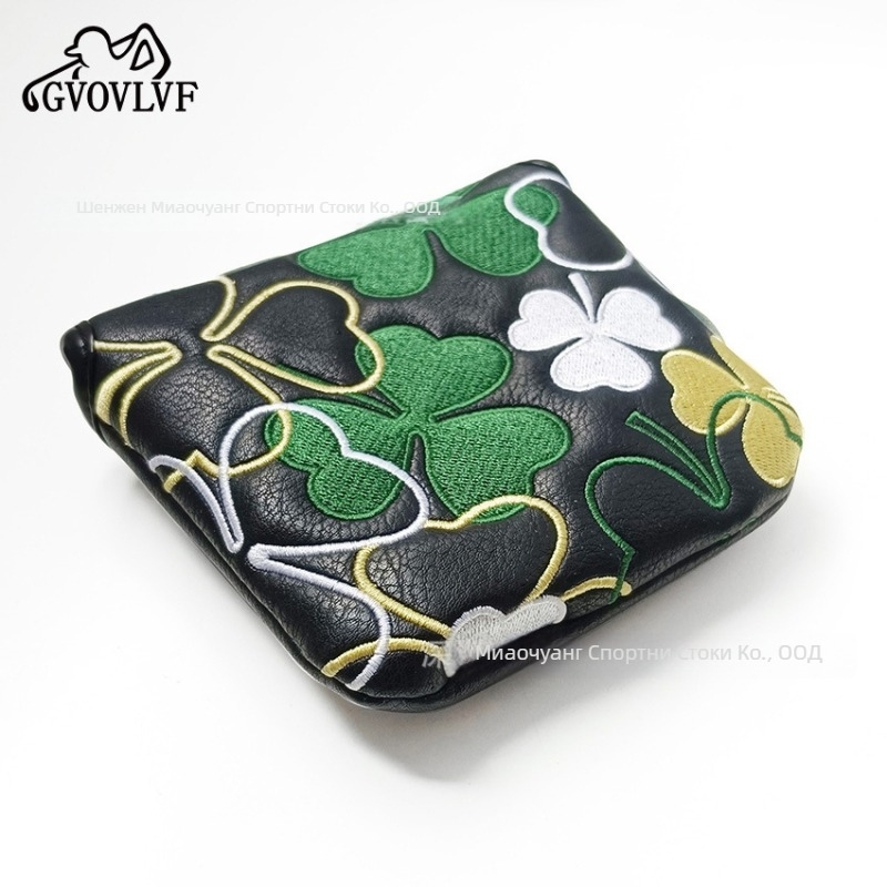 Калъф за голф путър с форма на детелина, PU магнитно затваряне, L-образен и квадратен дизайн