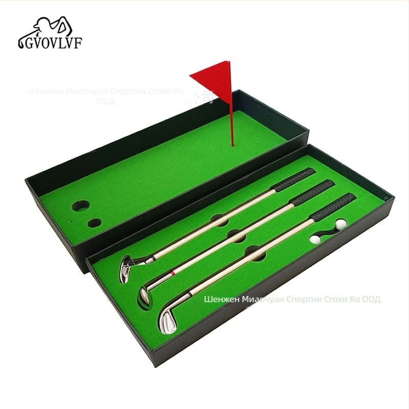 Подаръчен комплект за мини голф: писалка с форма на клуб и гел писалка