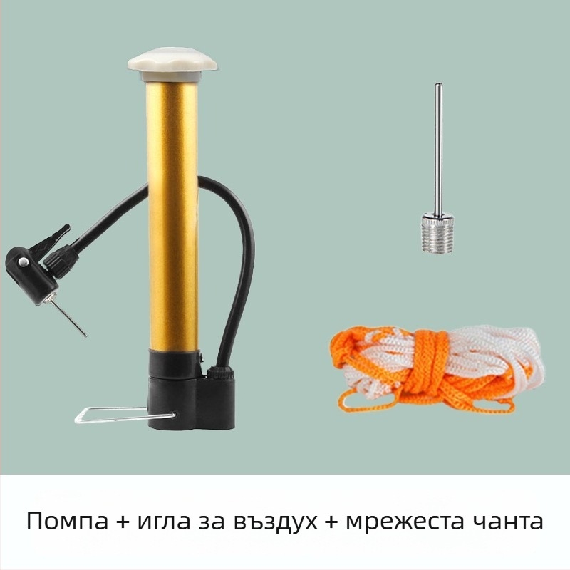 Въздушна игла за балони, помпа за велосипед и помпа с високо налягане за топки — комплект от три части за открито, включва баскетболна и футболна топка, плувен ринг
