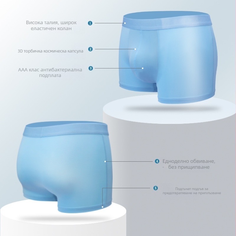 Ice Silk мъжки боксерки, дишащи и антибактериални, універсална кройка