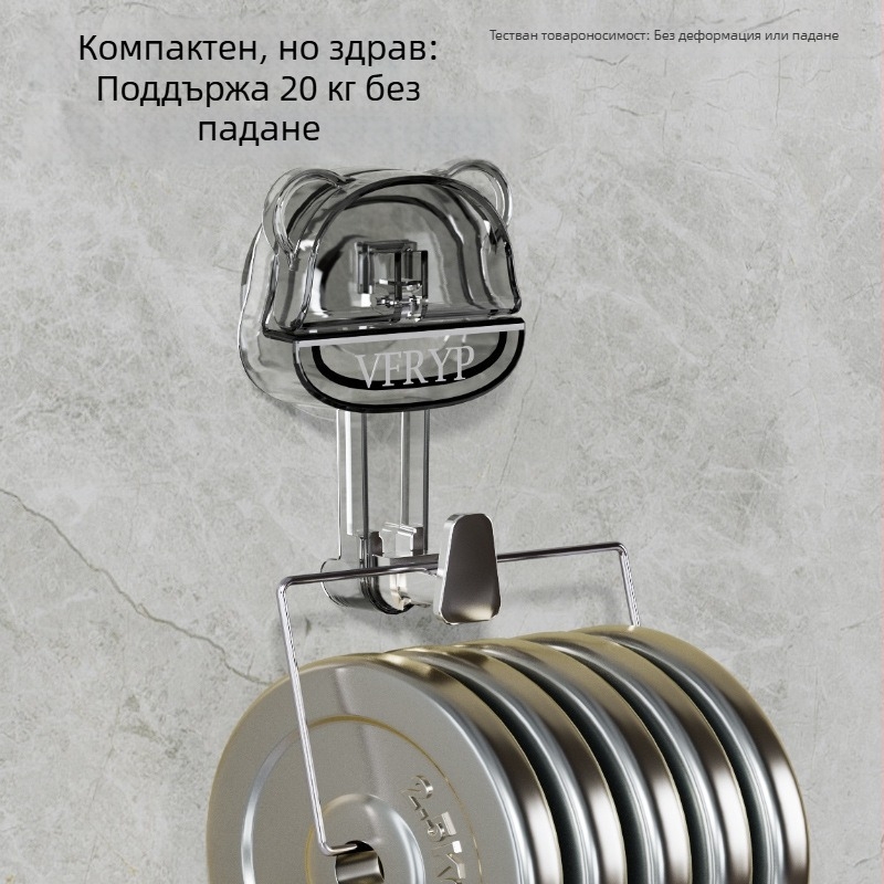 Кука с вакуум във форма на мечка, прозрачна пластмаса, без пробиване, здрава за кухня и баня