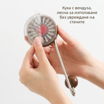 Вакуумна кука за стена, мултифункционална, без пробиване, ABS, двойна закачалка в nordic стил, капацитет 10 кг