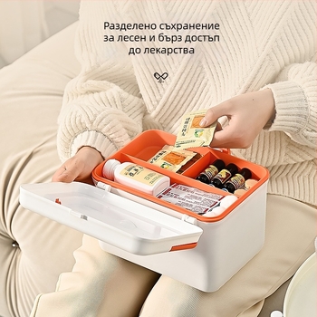 Домашна аптечка с голям капацитет, многослоен органайзер за лекарства, преносима аптечка