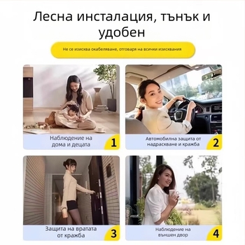 Компактна квадратна вътрешна камера за домашно видеонаблюдение с 1080p инфрачервено виждане, 4 мм обектив, дистанционно наблюдение през смартфон