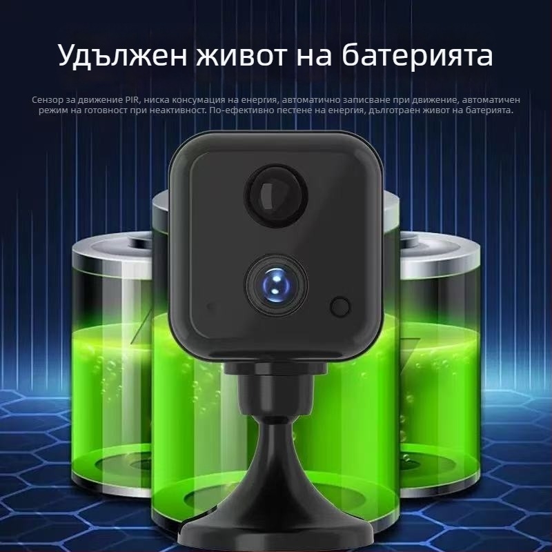 Компактна квадратна вътрешна камера за домашно видеонаблюдение с 1080p инфрачервено виждане, 4 мм обектив, дистанционно наблюдение през смартфон