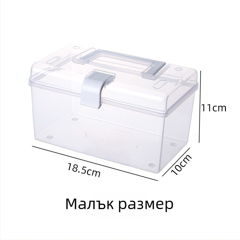 Прозрачна домашна кутия за съхранение за бюро, пластмасов организатор, преносима кутия за съхранение и лекарства