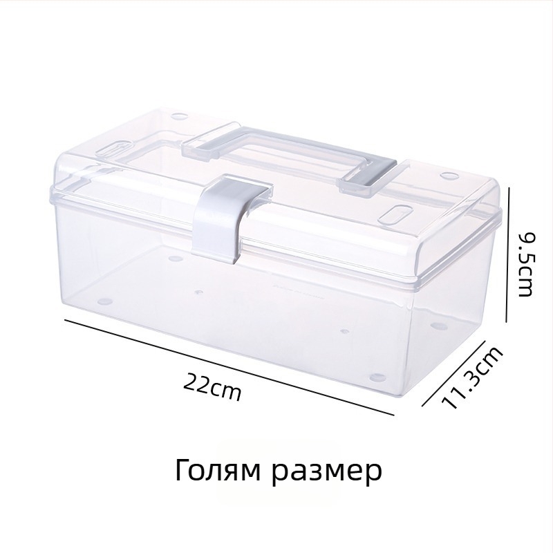 Прозрачна домашна кутия за съхранение за бюро, пластмасов организатор, преносима кутия за съхранение и лекарства