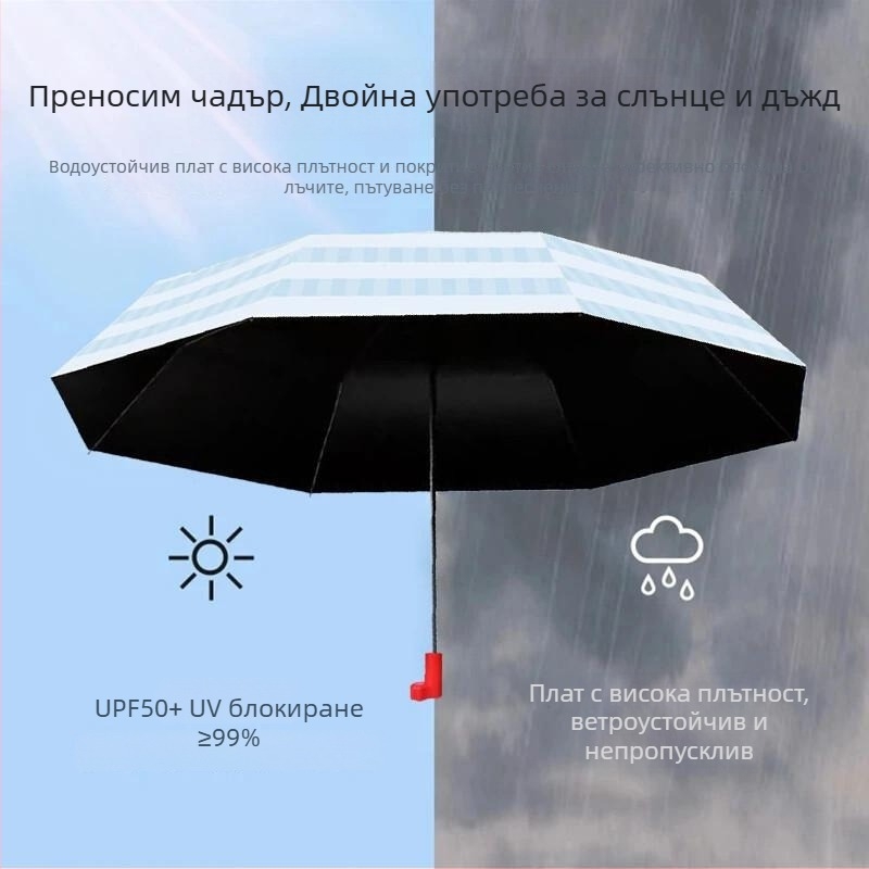Чадър с каре, карикатурен червен нос, винил, UV защита, за слънце и дъжд, Apple Meow