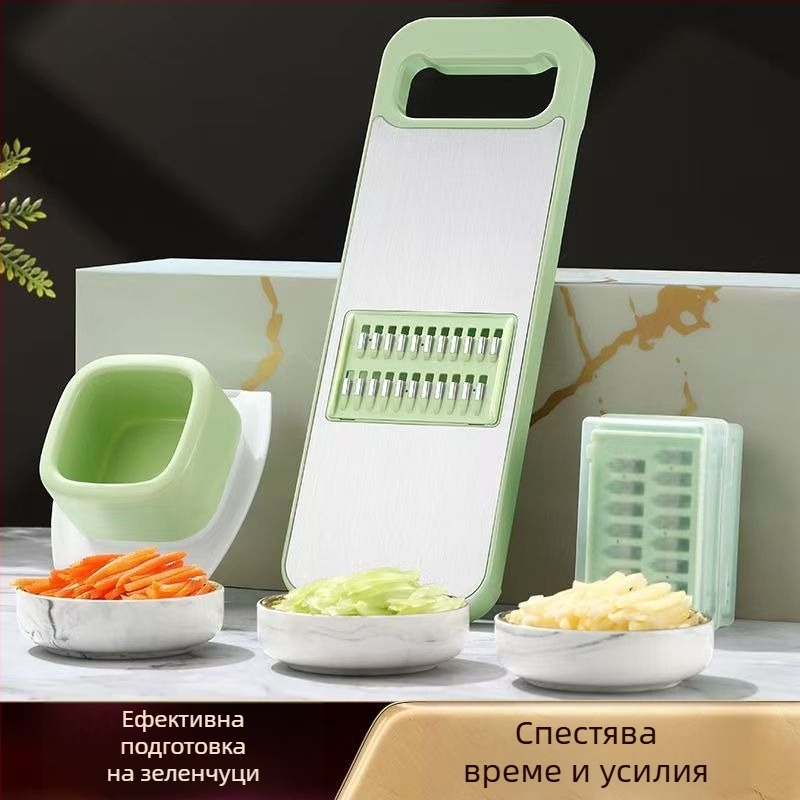 Мултифункционален резач за зеленчуци със настъргвач и резач за чесън