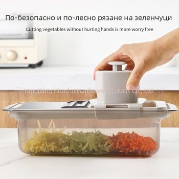 Мултифункционален кухненски уред за зеленчуци от неръждаема стомана 304 със кутия за настъргване