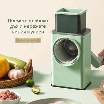 Ръчен нарязвач за зеленчуци с ролков настъргвач — многофункционален резач за дебели и тънки филийки, за картофи и ряпа, 430 неръждаема стомана