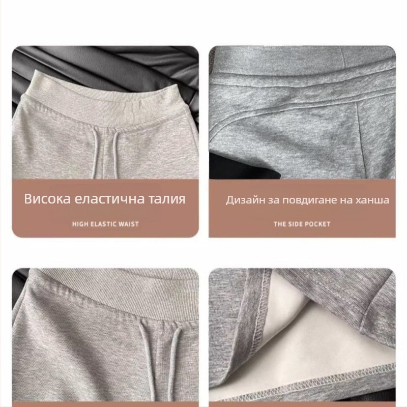 Дамски спортни къси панталони в американски стил, лято, тънки, прави крачоли, с връзка за пристягане, ежедневни шорти