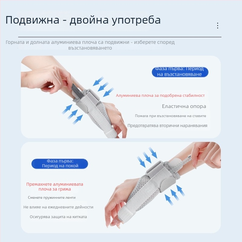 Дамски ортез за китка и палец при навяхване и фрактура — имобилизиращ предпазител за китка