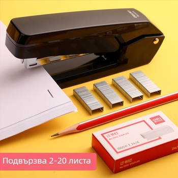 Deli въртящ се степлер, среден размер, за ученици и офис, мултифункционален