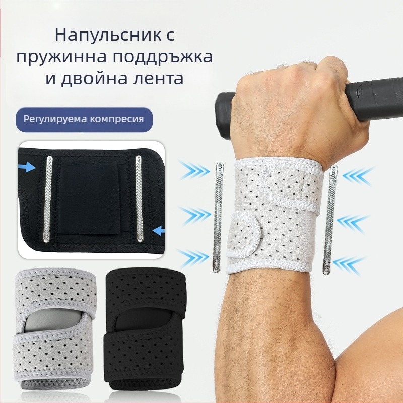 Неопренов китков бандаж със пружинна опора, дишаща лента, компресионен протектор на китката за възрастни, за бадминтон и тенис