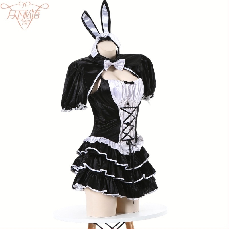 Сладко-пикантна рокля за зайче момиче с талията стягаща и панделка, cosplay комплект за жени
