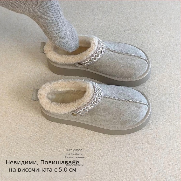 2025 нов модел дамски лофери с флисов подплата за зимно топло носене, стилни и универсални