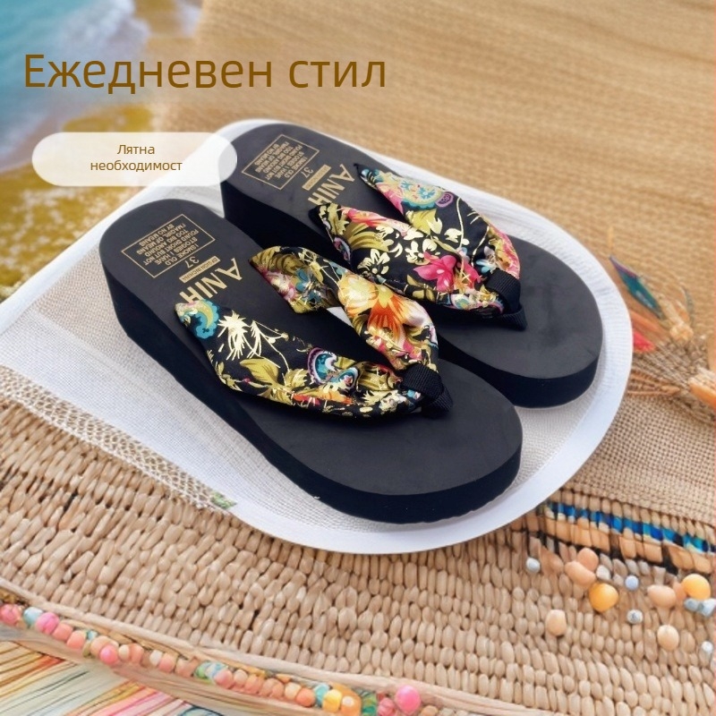 женски сандали на платформа за увеличаване на височината, дебело ходило, летен стил