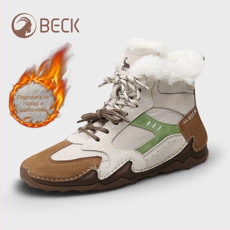 Beck/ram Дамски кожени снежни ботуши с подплата от флис, дебели топли зимни обувки, ежедневен стил