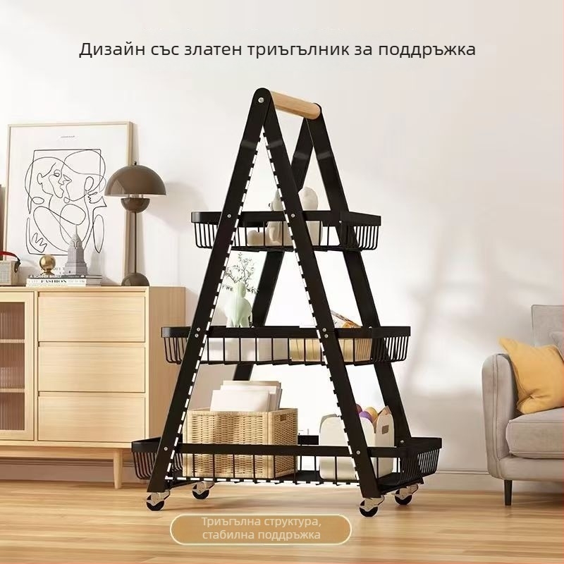 Персонализирана кухненска система за съхранение, подвижна, стояща на пода, три нива, A-образна рамка
