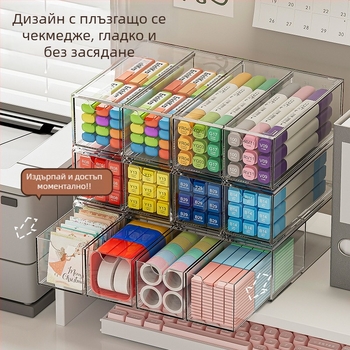 Прозрачна дисплейна стойка, слояема кутия за значки, голям капацитет