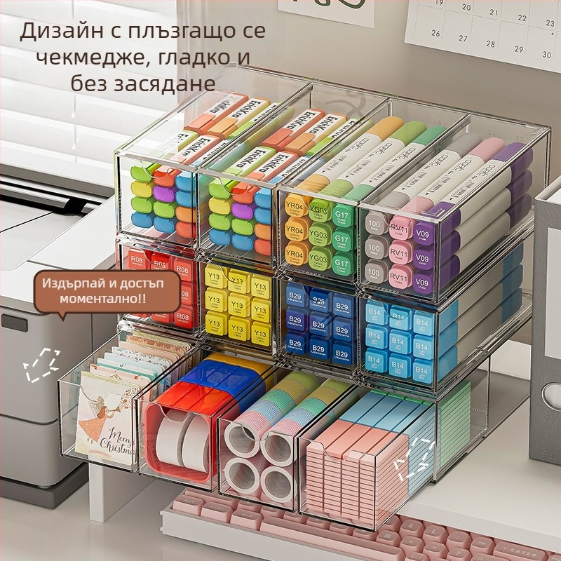 Прозрачна дисплейна стойка, слояема кутия за значки, голям капацитет