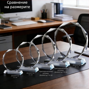 Персонализиран кристален трофей с гравиране – за отлични доставчици и служители, елегантна награда за годишно събитие „Годината на коня“