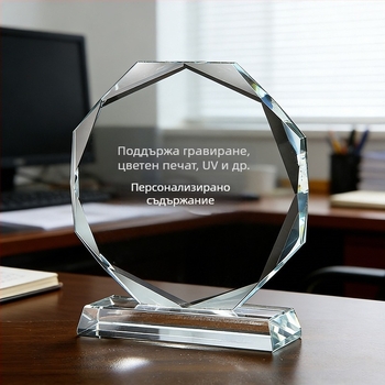 Персонализиран кристален трофей с гравиране – за отлични доставчици и служители, елегантна награда за годишно събитие „Годината на коня“