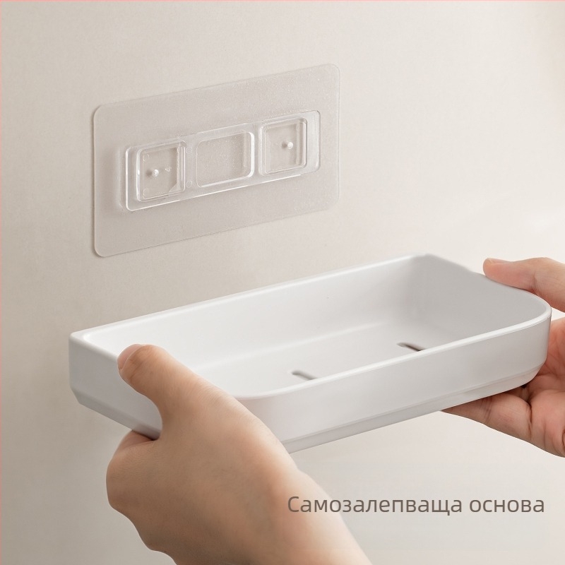 Стенно рафт за баня за съхранение, едно ниво, без пробиване, за душ гел