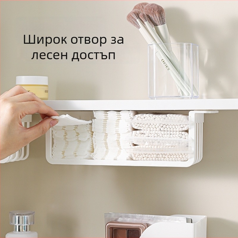 Настенен огледален шкаф за козметика — организатор за памучни тампончета, пух за пудра и червила