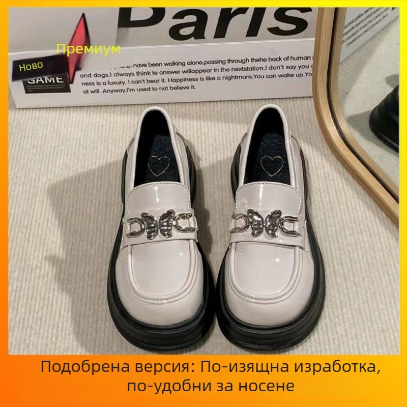 Женски обувки с мека подметка в японски стил, лофери без връзки, Mary Jane в британски стил, модел 2025