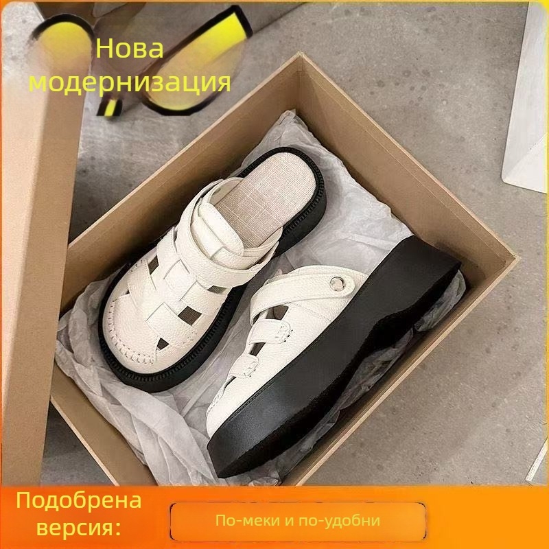 Женски ромски сандали с дебела подметка, летни за дома, противохлъзгащи, стилни и универсални за плажа