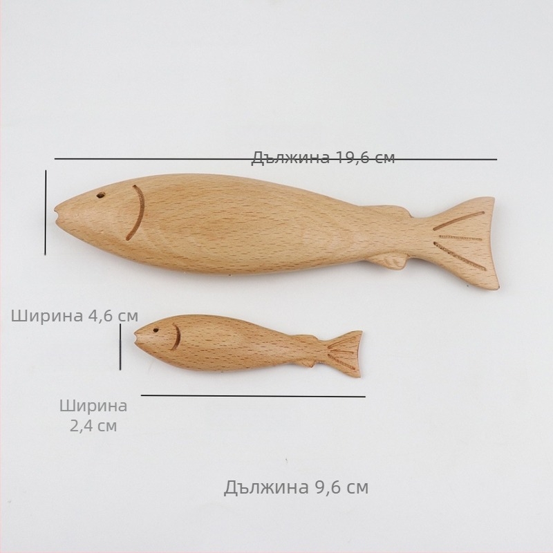 Бук дървен рибен висулка, резбована декоративна рибка за входа, звънче за врата, подарък