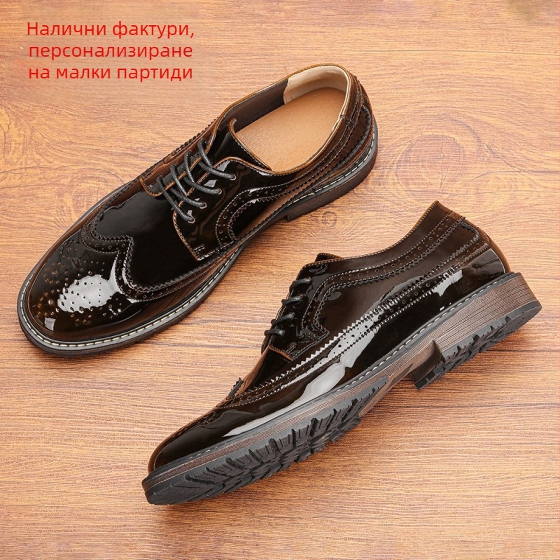Мъжки пролетни лачени Brogue обувки – ежедневни кожени обувки в британски стил