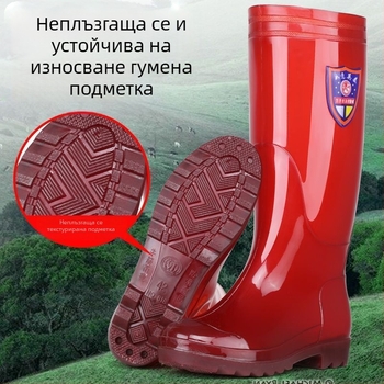 Мъжки водоустойчиви гумени ботуши за дъжд, с подплата от флийс и дебела подметка