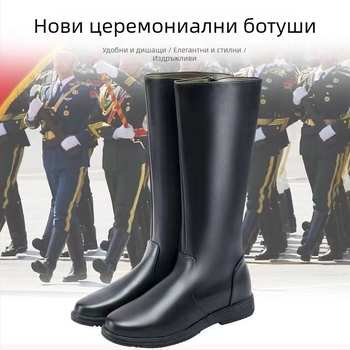 Мъжки дълги конни ботуши в рицарски стил, с изкуствена пухена подплата, подходящи за езда и сценични изпълнения