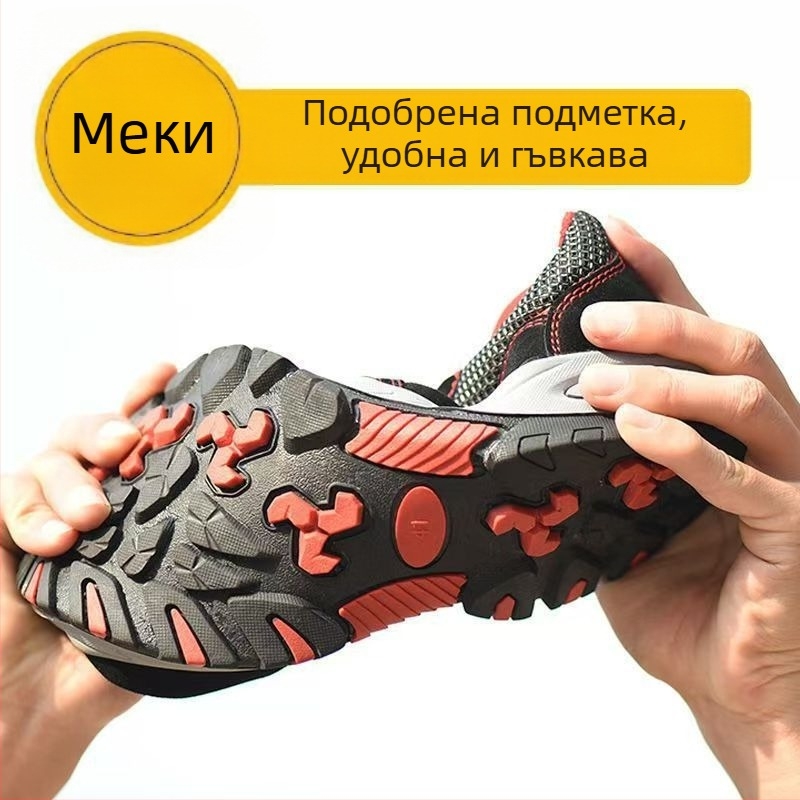Мъжки обувки за безопасност със стоманена носка, защита от удари и пробиви, леки кожени обувки за заваряване и термична защита