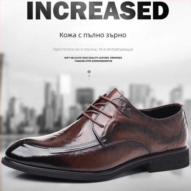 Мъжки обувки от естествена кожа, британски стил — делови и ежедневни, дишащи, с мека подметка, универсални за сватби