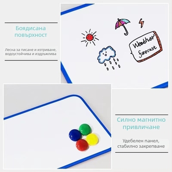 Двустранна магнитна дъска за писане с меки ръбове – преносима настолна дъска за учене и рисуване