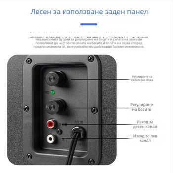 Дървен 2.1-канален мултимедиен субуфер Bluetooth USB активен говорител за лаптоп/компютър със слот за карта