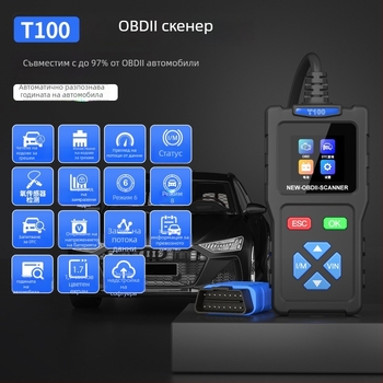 T100 автомобилен диагностичен инструмент OBD2 с ELM327 скенер