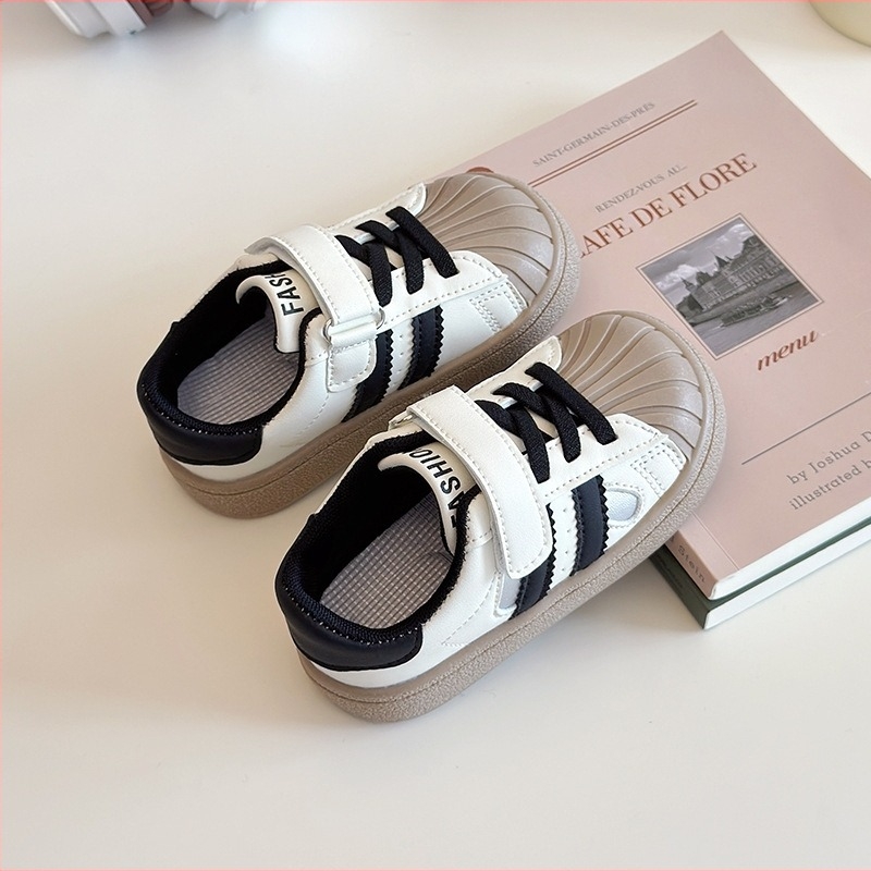 Детски маратонки shell-toe с велкро закопчаване - унисекс спортни обувки
