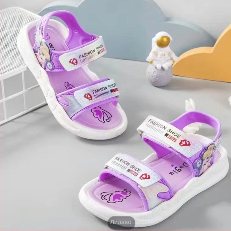 Детски сандали за плаж с Velcro закопчаване, cartoon цветя, мека подметка, неслизащи обувки, за деца 4–12 г, пролет 2025