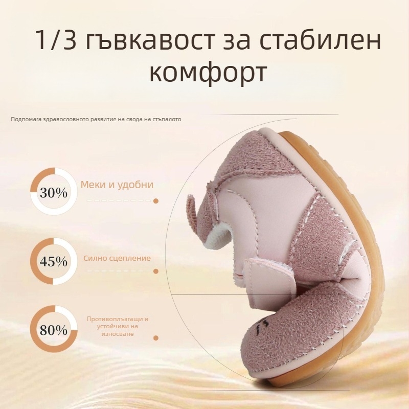 Есенни обувки за прохождане с мека подметка за деца 0-3 години, унисекс, висок връх, обувки за навън