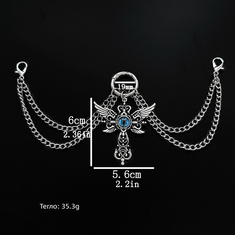 Синя верига за обувки от титаниева стомана с очи на демона, универсална верига, стил кръстосани крила, обувна катарама, мартин ботуши, декоративна катарама, нова