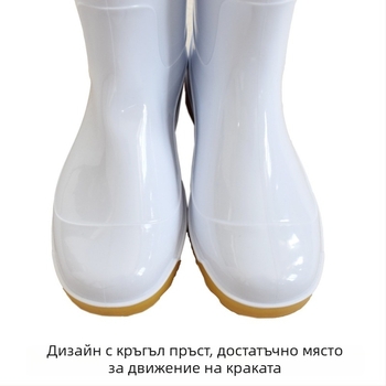 Бели памучни дъждовни ботуши, маслоустойчиви, антихлъзгащи, хранително годни, водоустойчиви, топли, подплатени с памучна подплата, високи