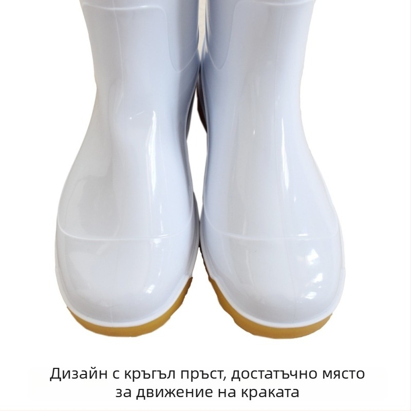 Бели памучни дъждовни ботуши, маслоустойчиви, антихлъзгащи, хранително годни, водоустойчиви, топли, подплатени с памучна подплата, високи